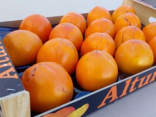 Un gran productor vende la fruta del caqui. Fruta