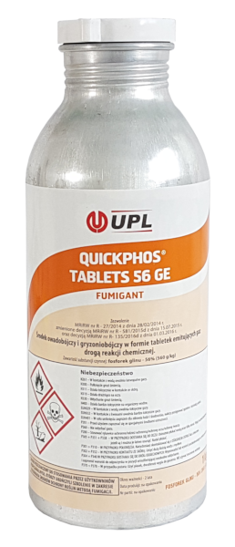 Ingrediente activo: fosfuro de aluminio 56% Es un insecticida y rodenticida con efecto gaseoso para la fumigación (desinsectación) de granos de cereales y