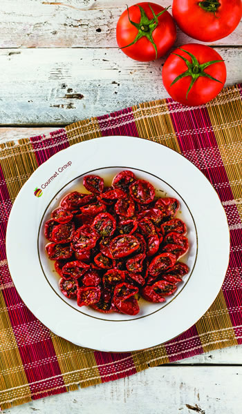 Tomates del Egeo, fresas, verduras a la parrilla, secados al sol o semisecos