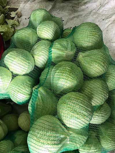 Repollo blanco de clase 1 Peso de la cabeza: de 0,8 kg a 6,0 kg Diferentes formas de las cabezas, ligeras variaciones de color y leves defectos foliares