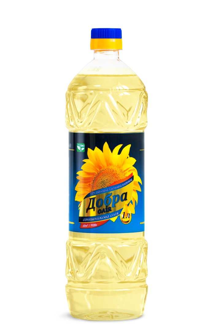 BOTELLA 1 litro Aceite de girasol refinado Volumen: 1 L Peso neto: 920 g Vida útil: 24 meses (8 ° С - 20 ° С) Aceite de girasol refinado desodorizado elaborado