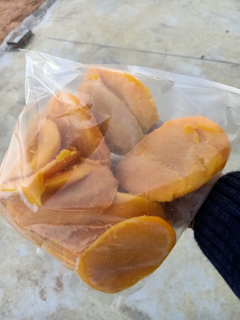 Vendo mango muy dulce, jugoso, pelado, sin piel, sin fibras, congelado, listo para transportar