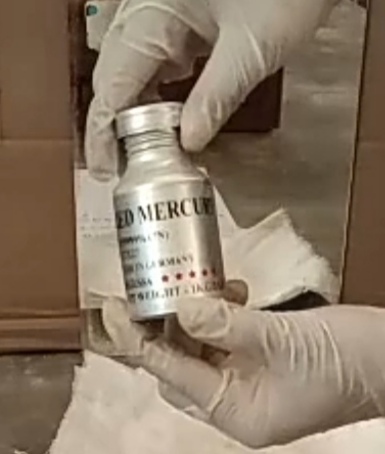 El mercurio líquido rojo es un material semilíquido que se presenta en un tono rojo cereza y tiene el símbolo Hg