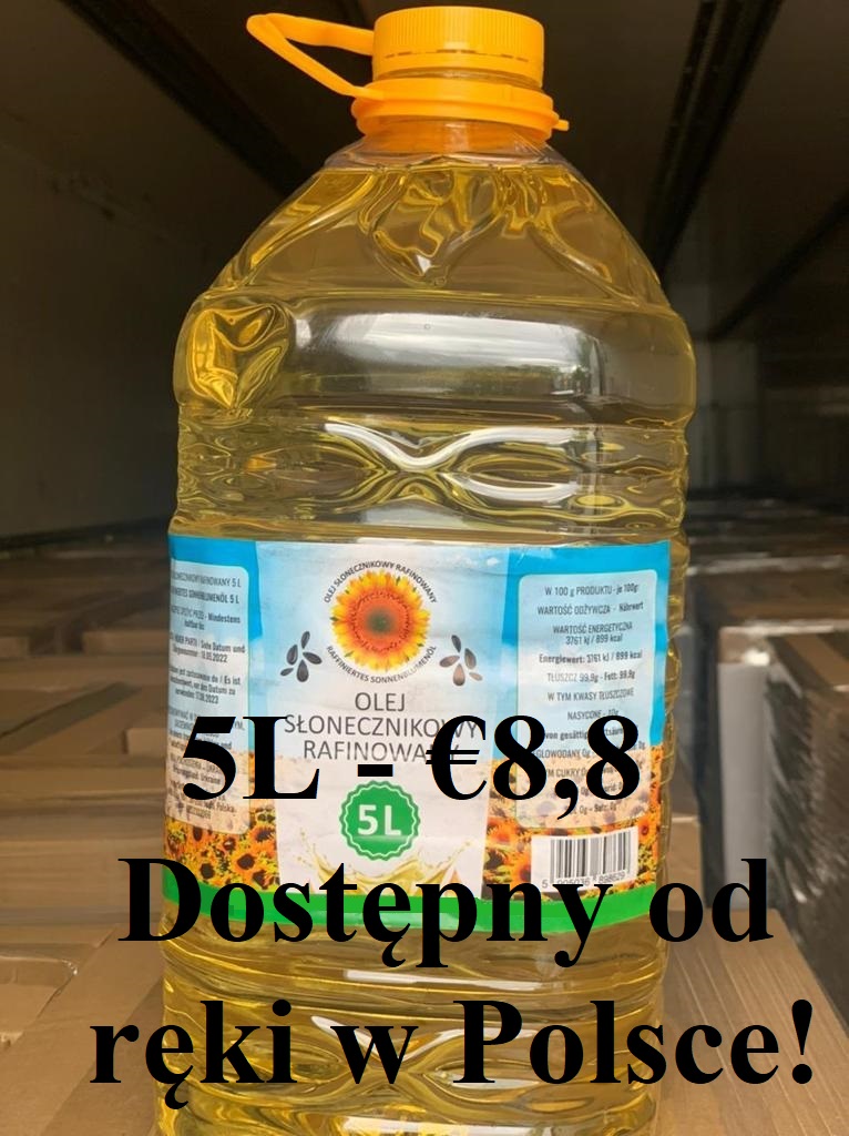 ¡Aceite de girasol refinado disponible de inmediato en Polonia! Origen de Ucrania