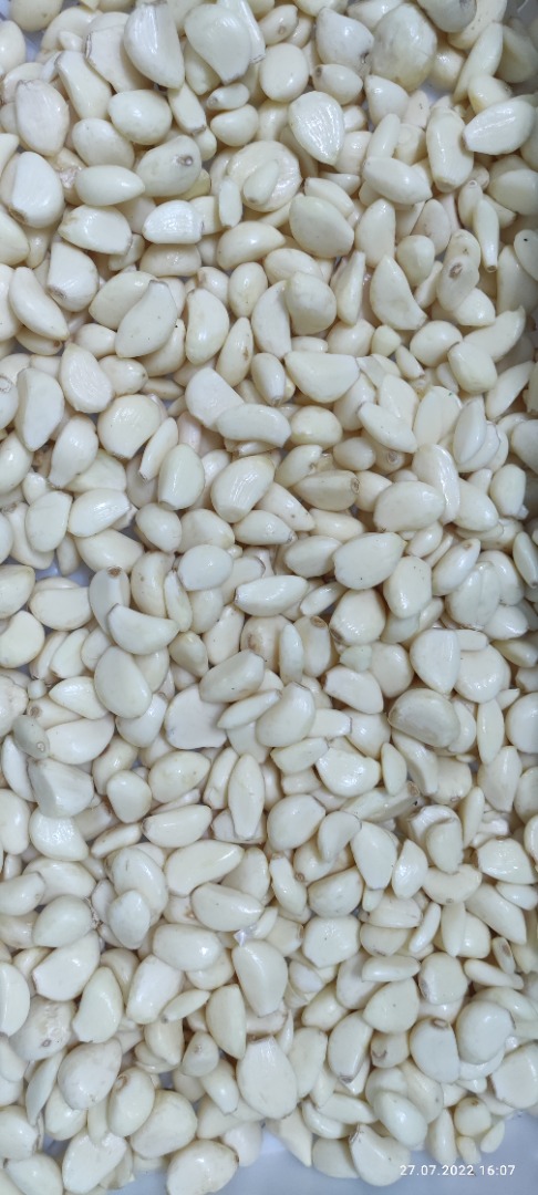 Ofrece ajo blanco pelado