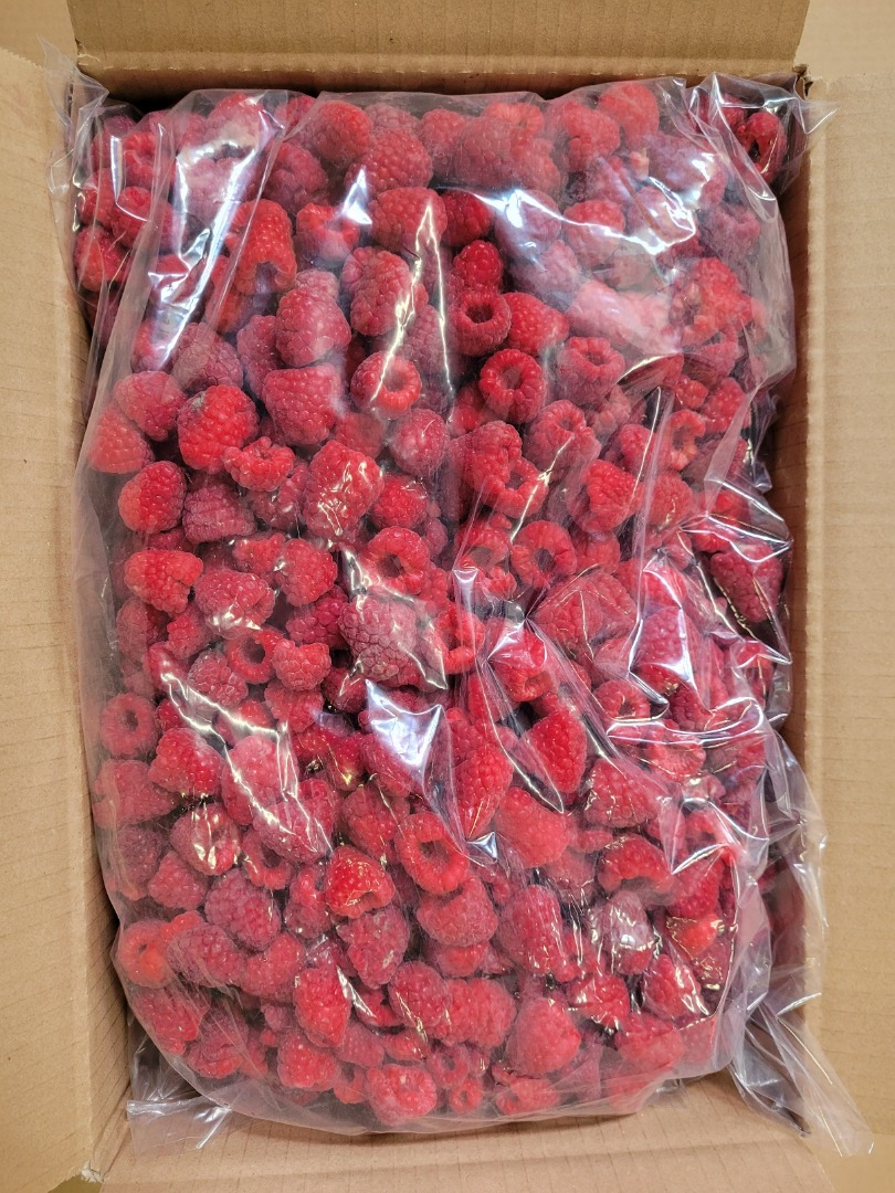 Venderé frambuesas congeladas 95/5%, caja de 10 kg (4 x 2,5 kg)