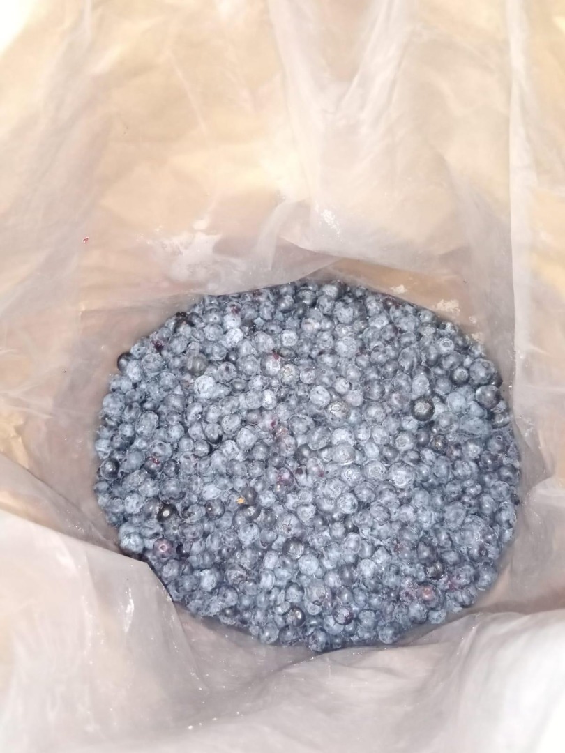 La empresa fabricante de arándanos de jardín ofrece frutos rojos congelados en bolsas kraft de 25 kg