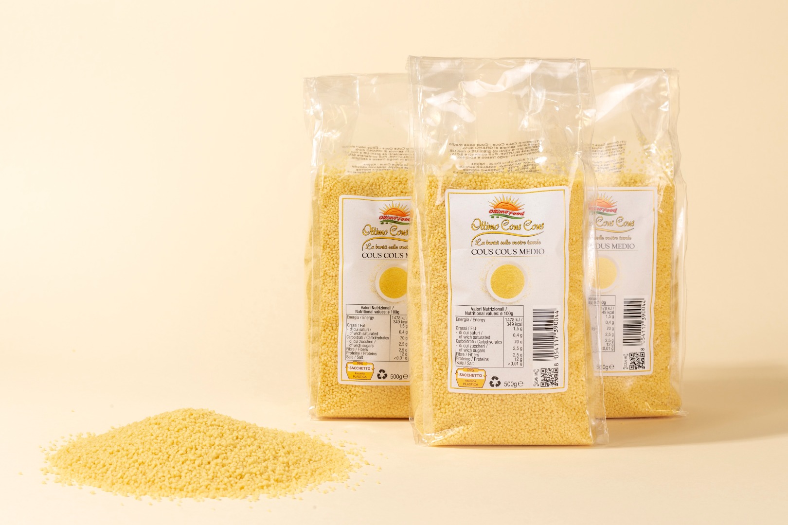 Sémola de cuscús de trigo, el llamado Grano durum, directamente de Italia, Big Bags, cantidades completas, con certificado Bio, Vega sin gluten
