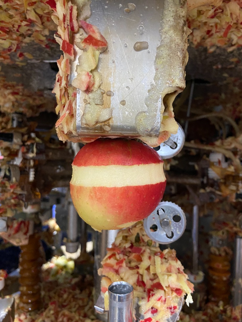 Hola, somos una fábrica que pela manzanas