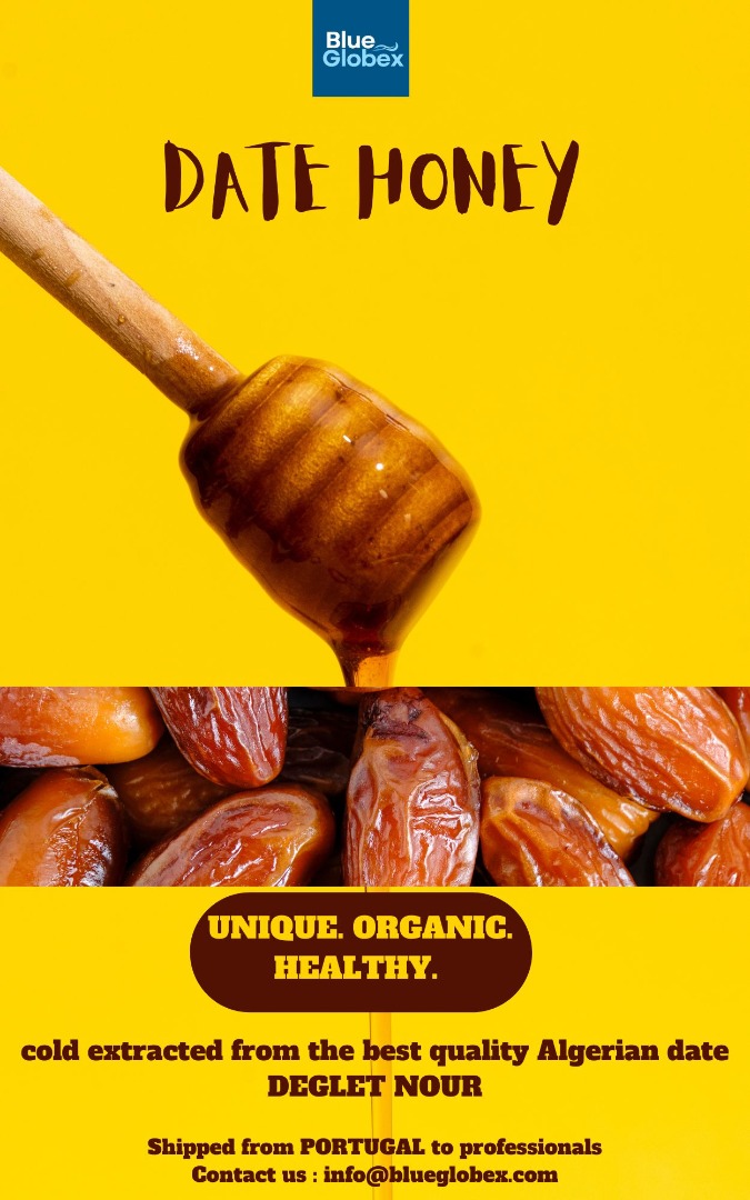 Dátiles de miel extraídos en frío de los mejores dátiles argelinos Deglet nour Único, orgánico, saludable En paquete a granel listo para reenvasar Certificado