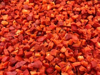 Pimientos rojos congelados, cubos de 10x10, grado 1