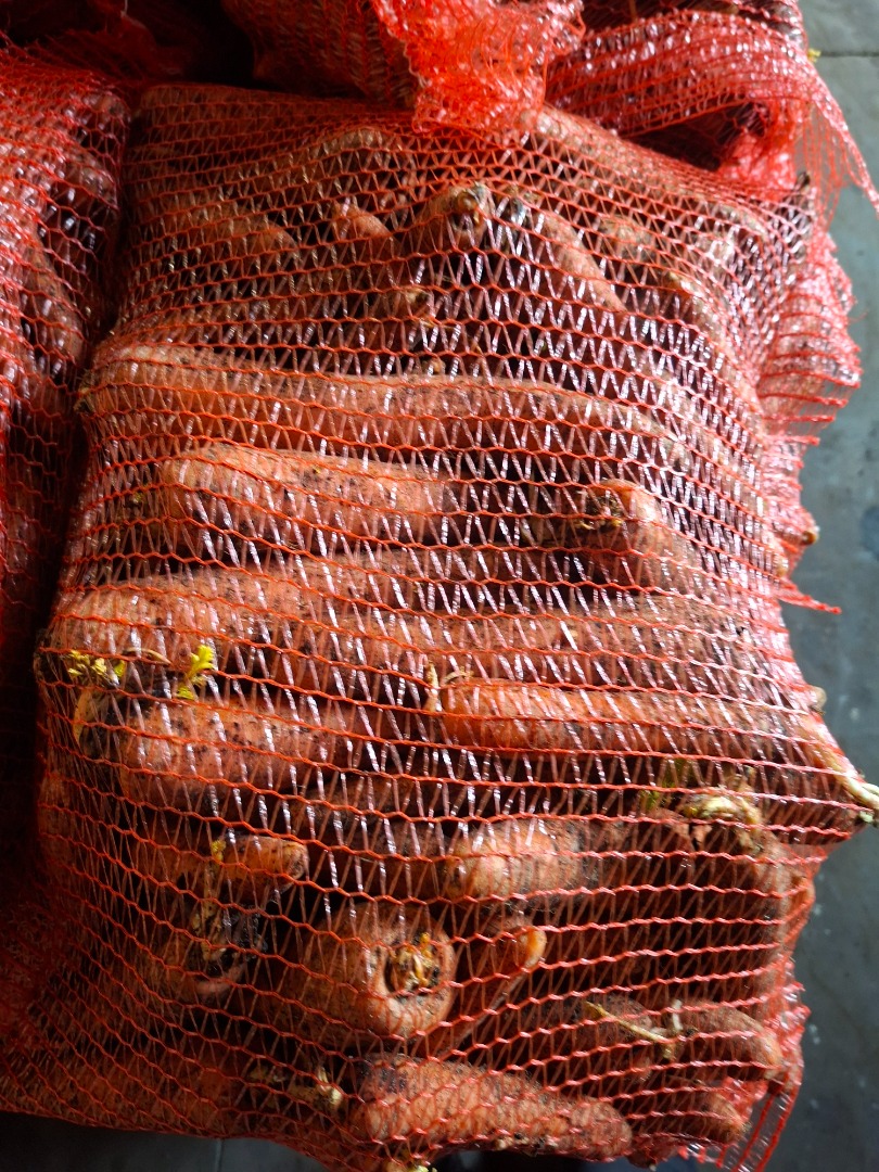 Venderé zanahorias lavadas/sin lavar, de 2.5 a 4 calorías, en bolsas cosidas/a granel/en cantidades de camión