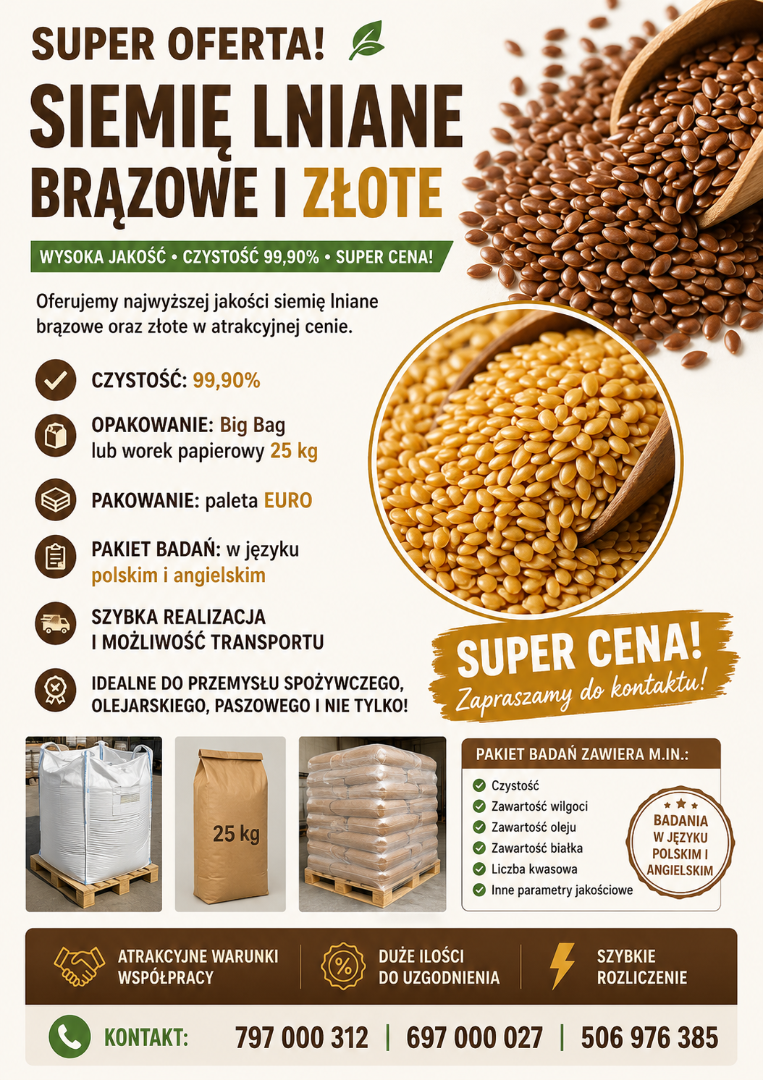 Linaza marrón y dorada, cantidad 100-1000 t